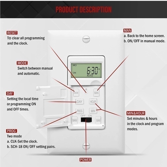 PROGRAMMABLE Digital Timer Switch NWT - Picture 3 of 6
